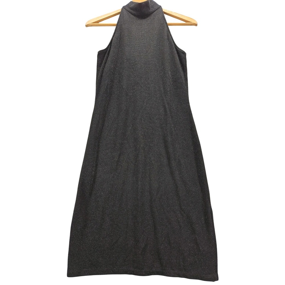Vtg Y2K Ralph Ralph Lauren Dress Black Sparkle Fairy Goth Bodycon Slip Small